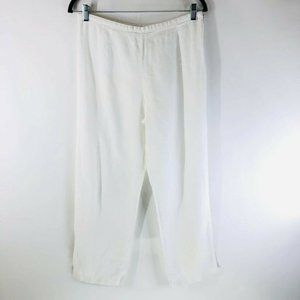 Marc Ware Womens Pants Linen Wide Leg Zip Closure White Size M